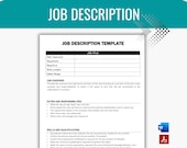 Job Description Template, Job Description Form, Company Job Summary, Job template, HR forms, HR Templates, Employee Duties, Editable Word
