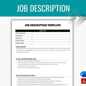Job Description Template Job Description Form Company Job Summary Job Description Template Job Description Form Company Job Summary