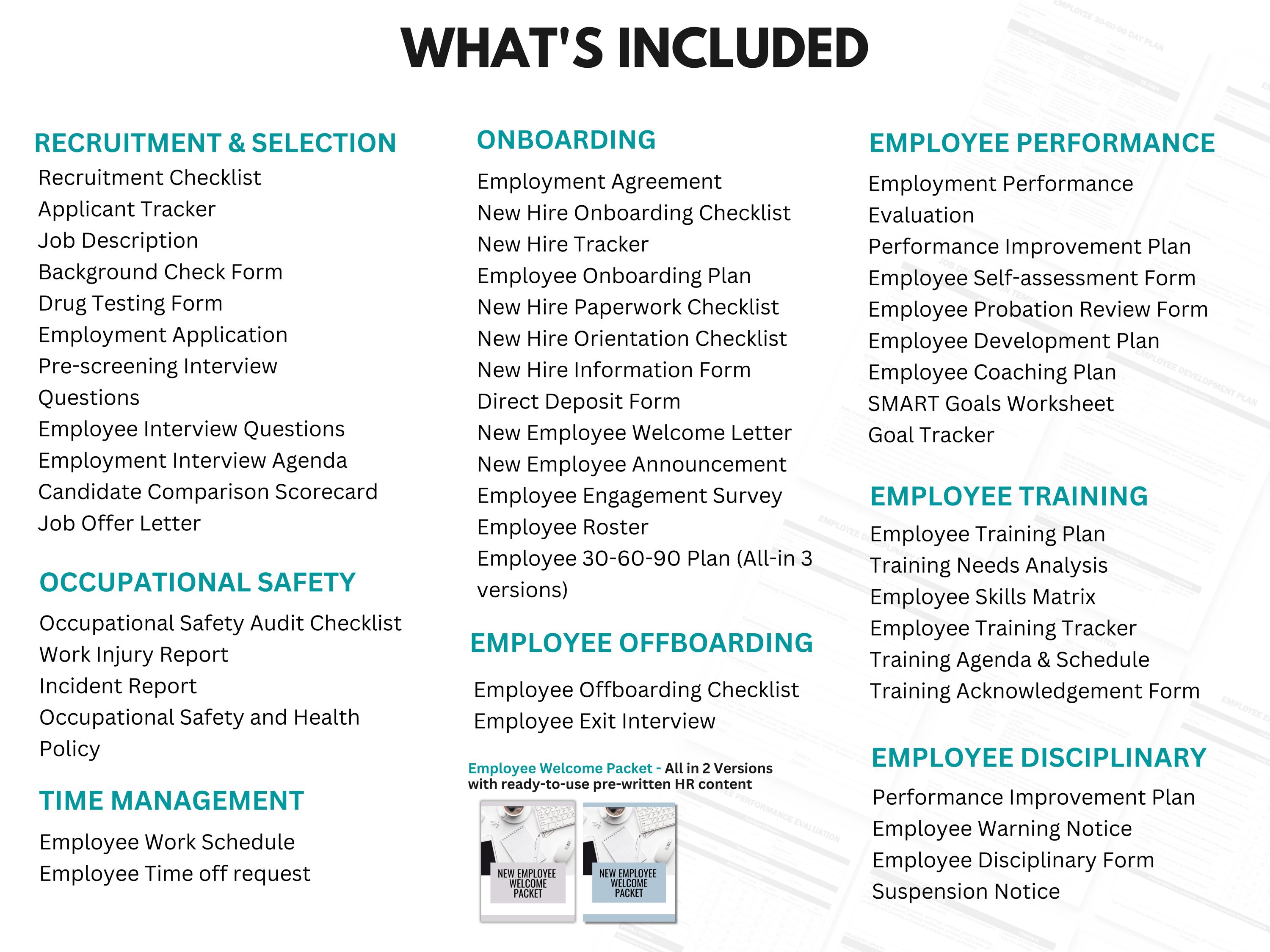HR Forms, HR Templates, Recruitment, New Hire Packet, New Hire ...