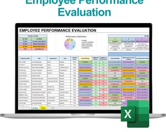 Employee Performance Evaluation Spreadsheet, Performance Review Template, Performance Evaluation, Performance Tracker, Employee Evaluation