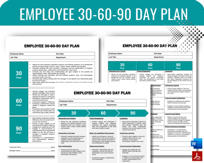 Employee 30 60 90 Day Plan Employee Onboarding Plan New Hire Etsy Employee 30 60 90 Day Plan Employee Onboarding Plan New Hire Etsy
