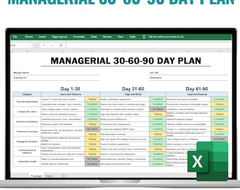 30 60 90 Day Manager, Managerial 30 60 90 Day Plan, 30 60 90 Day Plan, Employee Onboarding, New Hire Checklist, Employee Performance