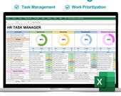 HR Task Manager, HR Task Tracker, Hr task organizer, Hr Task spreadsheet, Hr Planner, Daily Weekly Monthly Hr Task Planner, MS Excel
