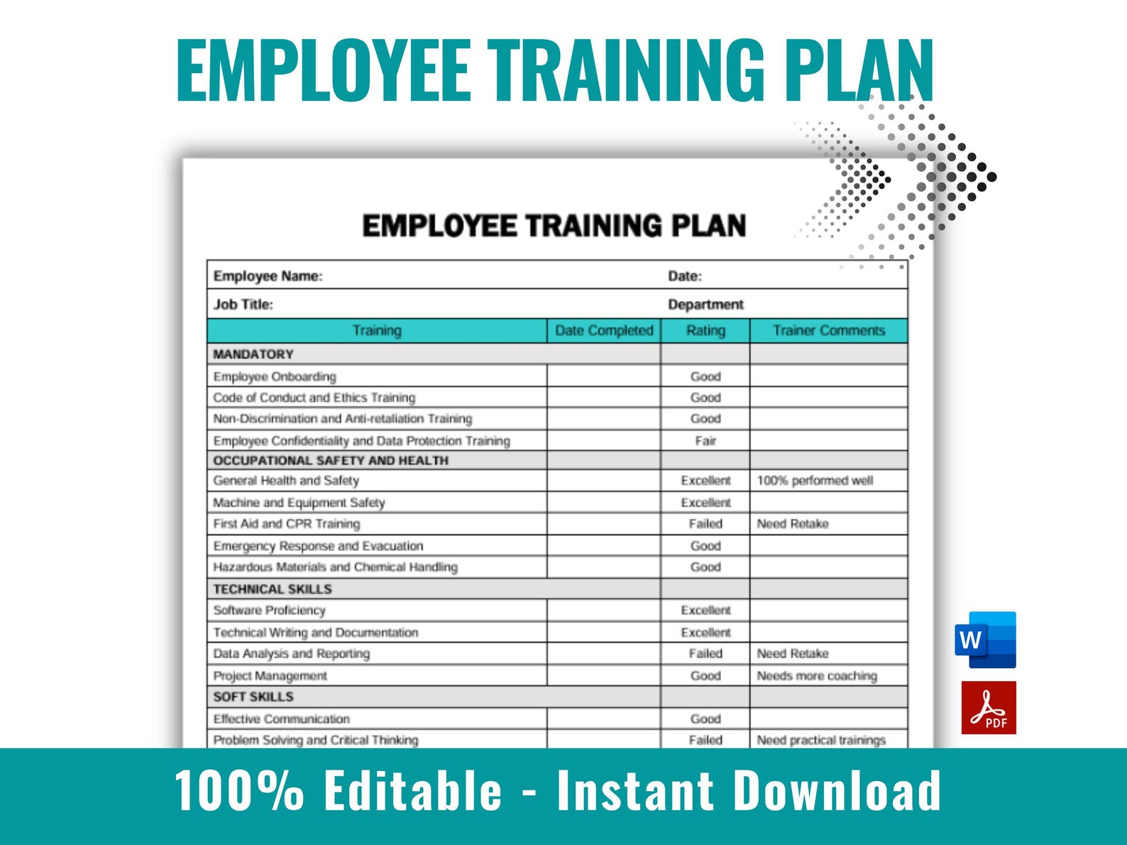 Employee Training Plan, New Hire Training Plan, Employee Training ...