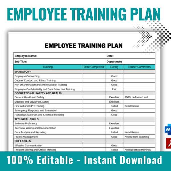 Editable Training Plan Template Etsy
