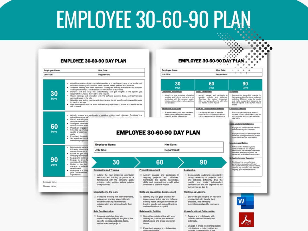 Employee 30 60 90 Day Plan, Employee Onboarding Plan, New Hire ...