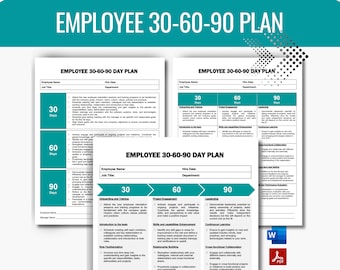 Employee 30 60 90 Day Plan, Employee Onboarding Plan, New Hire Checklist, Employee Performance, Employee Goal Setting, First 90 Days