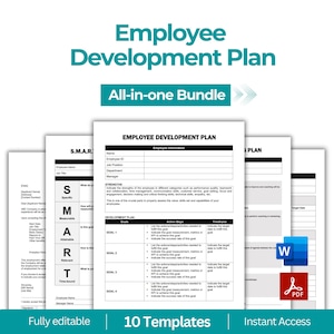 Employee Development Plan Bundle, SMART Goals, Goals, Individual Development Plan, Career Development Plan, HR templates, HR forms