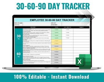 Employee 30 60 90 Day Plan, Employee Onboarding Plan, New Hire Checklist, Employee Performance, Employee Goal Setting, First 90 Days