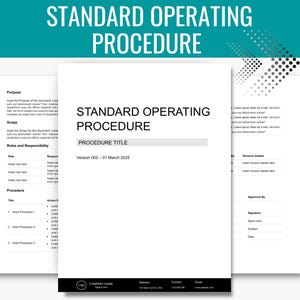 Standard Operating Procedure Template, SOP Template, Business SOP document, Process Document Template, Policy Template, Procedure Template