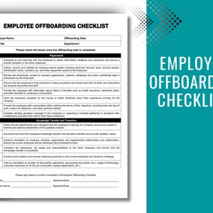 Employee Offboarding Checklist, Employee Exit Checklist, Employee Exit Form, Offboarding Checklist, Termination Letter, HR Form, MS Word