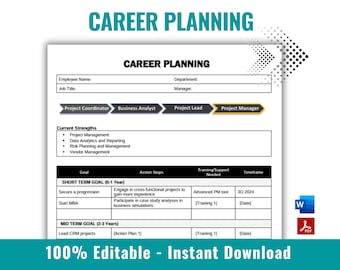 Career Development Plan, Employee Development Plan, Career Plan, Personal Development Plan, Professional Development Plan, HR Templates