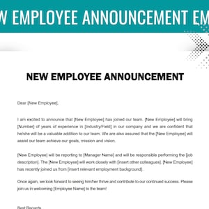 New employee announcement email, welcome email, welcome announcement, New hire checklist, New hire packet, New hire paperwork, Onboarding