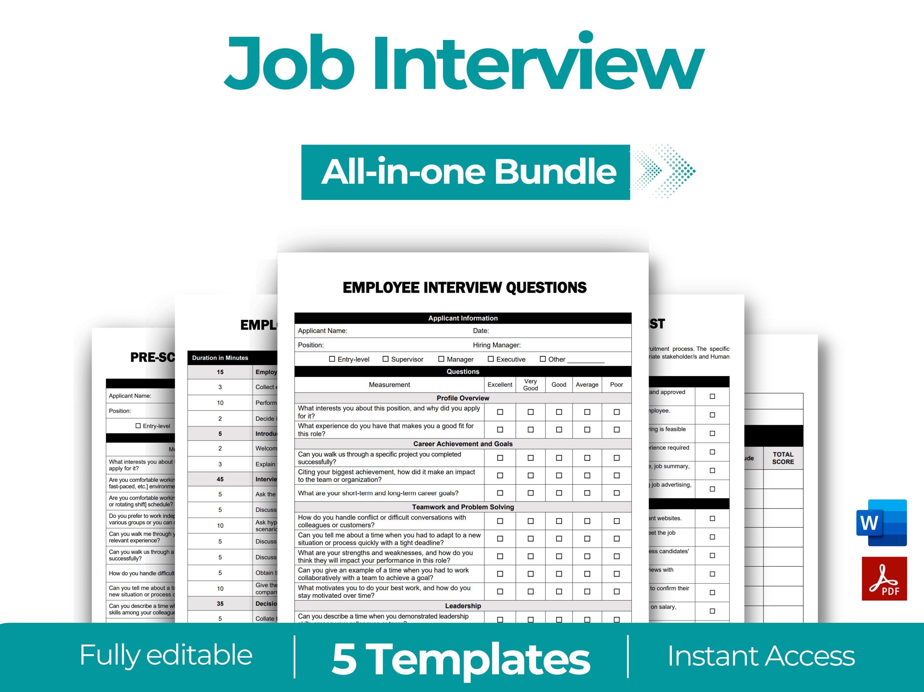 Employee Interview Bundle, Employee Interview Questions, Interview ...