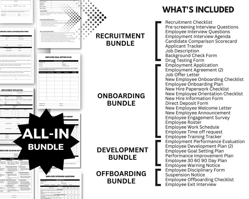HR Forms HR Templates Recruitment New Hire Packet New Hire Etsy