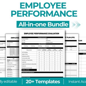 Employee Performance Bundle, Employee Performance Evaluation, Performance Improvement Plan, PIP, Employee Goals, Individual Development Plan