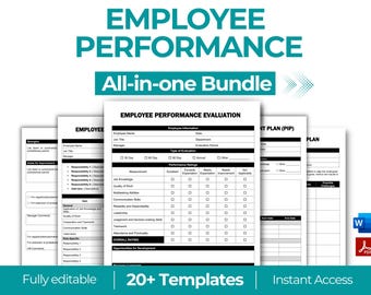 Employee Performance Bundle, Employee Performance Evaluation, Performance Improvement Plan, PIP, Employee Goals, Individual Development Plan