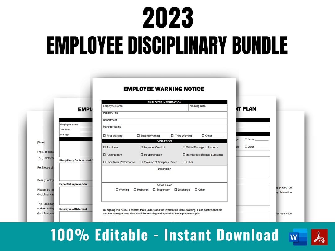 Employee Disciplinary Bundle, Employee Warning Notice, Suspension