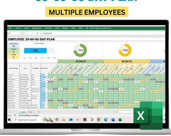 30-60-90 Day Plan Template, New Hire Onboarding Plan, Employee Onboarding, Employee Performance, New hire tracker, Goal setting, 90 Day Plan