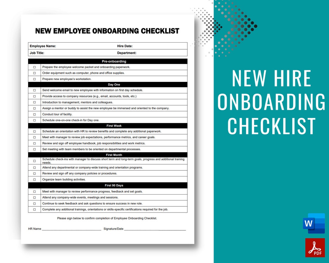 New Hire Checklist Employee Onboarding Checklist New Hire - Etsy