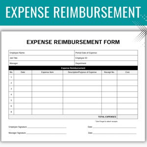 Expense Reimbursement, Employee Expense Report, Expense Report, Employee Reimbursement, Reimbursement Form, HR Templates, Editable Expense