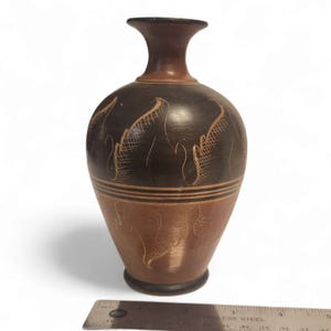 Vintage Studio Pottery Vase Signed Antonia da Giulia Sgraffito MCM Decor