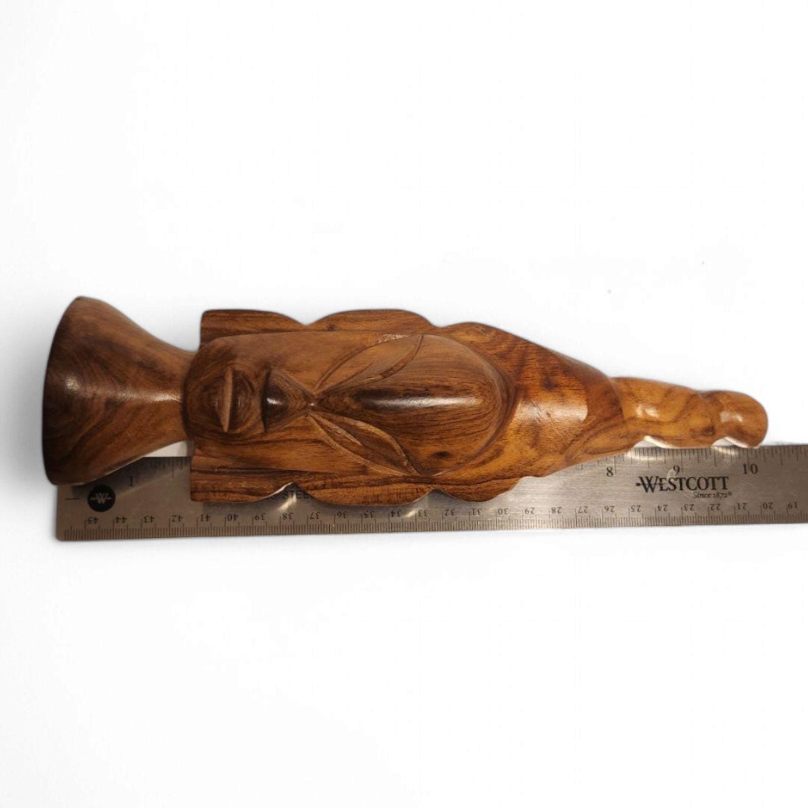 ヴィンテージ アフリカ 部族 手彫り 木製 頭部 像 女性 置物 10 インチ