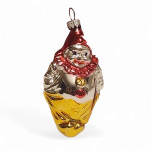 Vintage Christmas Ornament  Old Germany Figural Clown  Blown Mercury Glass