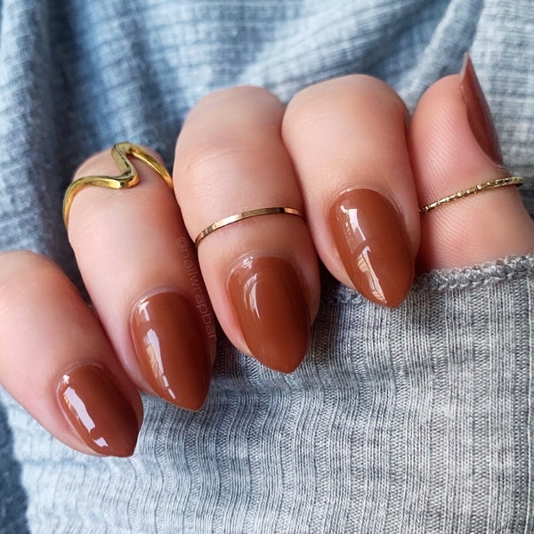 Burnt Sienna Brown Solid Colour Nail Wraps