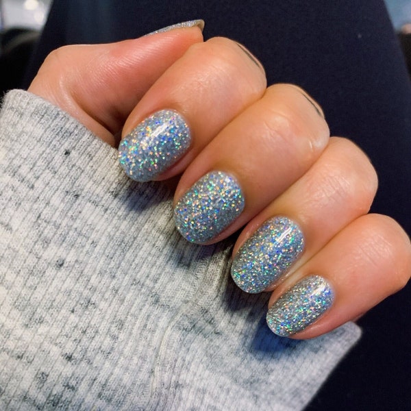 Holographic Silver Super Sparkle Glitter Nail Wraps