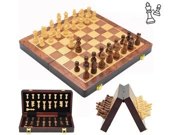 15 Metal Chess Sets for Adults Kids with Zinc Alloy + Acrylic Chess Pieces  & Portable Folding Wooden Chess Board Travel Chess Set Board Game Gift –