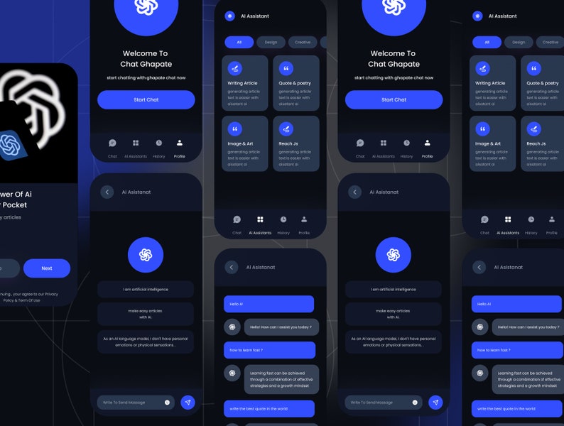 Ai Assistant Chatbot Mobile Apps UI Kit (Download Now) - Etsy