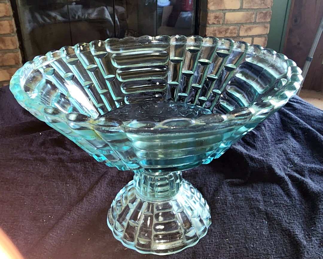 Glass Large 9 Footed Fruit Compote Bowl Louisa Etsy