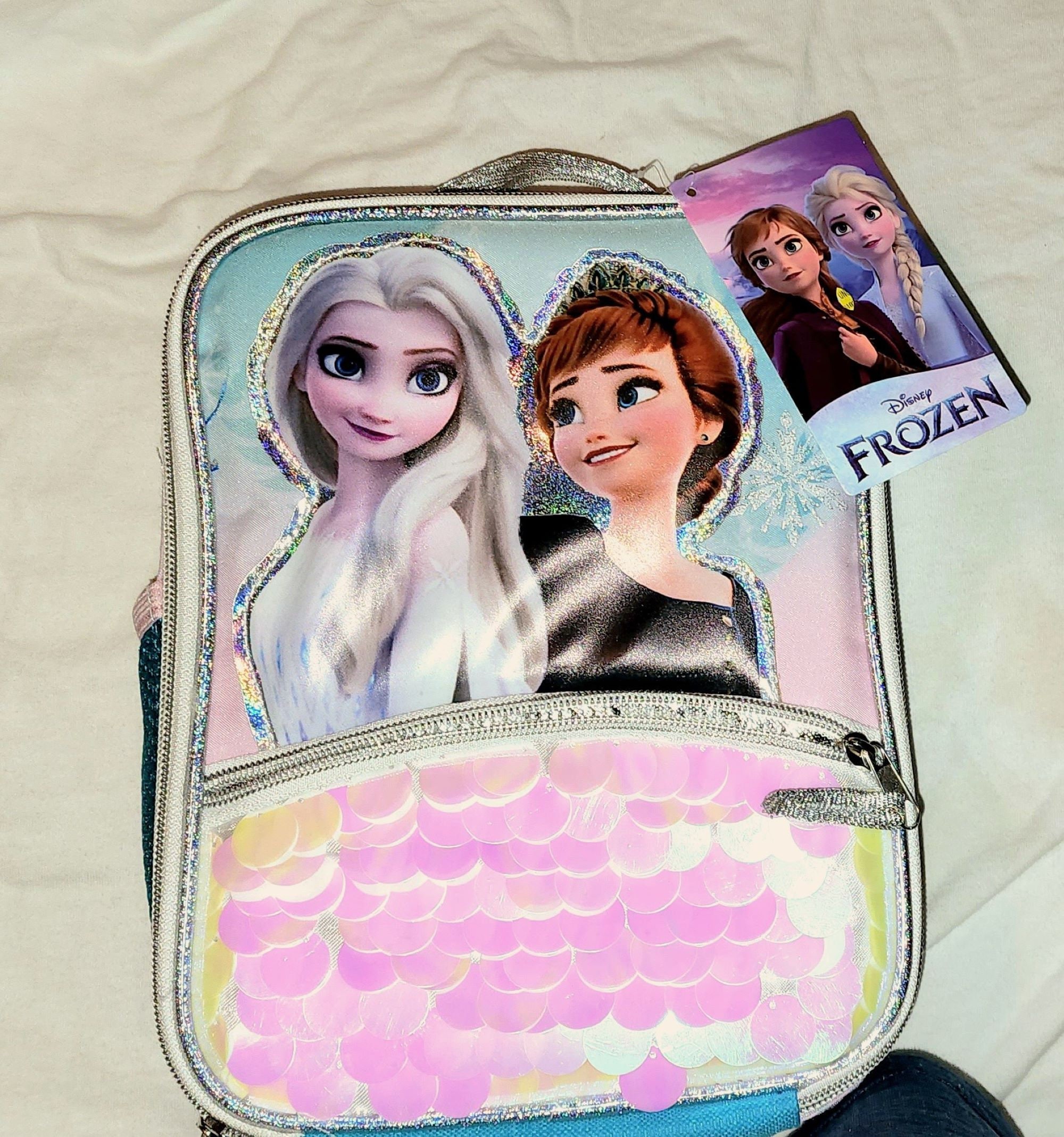 Personalized Frozen Anna & Elsa 3D Face Insulated Lunch Bag 