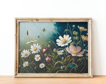 Sommer Wildblumen Garten Gemälde | Vintage Landschaft | Country Field Wandkunst | Blumen Print Dekor | Sofort Digital DRUCKBAR | 30052023