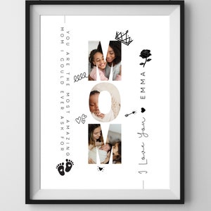 Plantilla de diseño de mamá increíble editable digital para el Día de la Madre, Idea de regalo personalizada para mamá, Collage de fotos DIY, IMPRESIÓN instantánea, 24062023