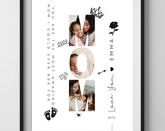 Digital bearbeitbare Amazing Mum Design-Vorlage für Muttertag | Angepasste Mutter Geschenkidee | DIY Foto-Collage | Sofort DRUCKBAR | 24062023
