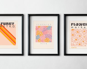 Vintage Blumenmarkt Poster | Botanische Wandkunst | 3er Set Drucke | Galerie Retro Kunstwerk | Digitaler Download | Geschenk für Sie | 07042023