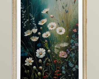 Viktorianische Wildblumen Feldmalerei | Vintage Landschaft Wandkunst | Antikensammlung | Wohnkultur | Sofort Digital DRUCKBAR | 28052023