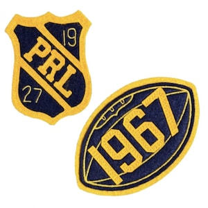 2 Pcs PRL Cloth Patches by Ralph Lauren Shoulder Shield Badge + Football