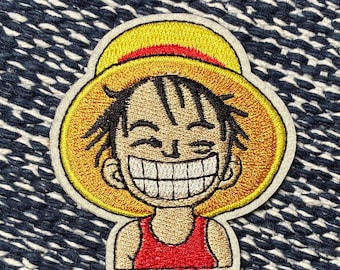 One Piece Monkey D. Luffy "Smiley" (Japanese Anime) Embroidered Patch Iron-On