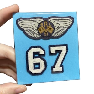 3 Pcs Double RL RRL ClothPatches by Ralph Lauren - Badge + Varsity Numbers