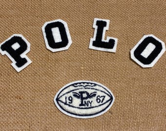 Lot of 5 Pcs Vintage Varsity Chenille Patches of POLO Ralph Lauren New York Football