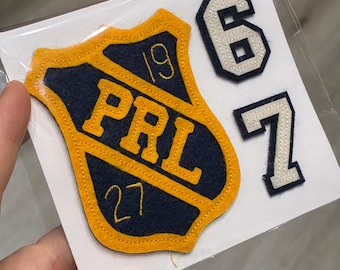 Lot of 3 Pcs Sew-On Varsity Cloth Patches of PRL Lauren Shield + Numbers 67