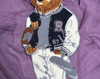 Large Sew-On Chenille Patch of Vintage Fashion Bear Ralph RL 67