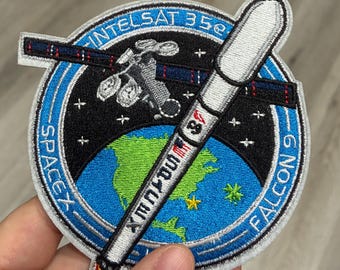 Embroidered SpaceX Falcon 9 Intelsat 35e Patch Iron-On Employee Number 1XXX