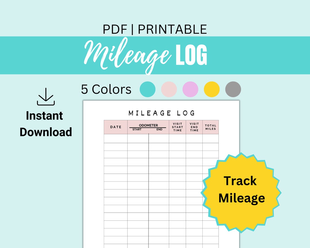 Mileage Log Printable, Hospice Nurse Mileage Tracker, Nurse Mile Tracker, Car Mileage Log, Miles