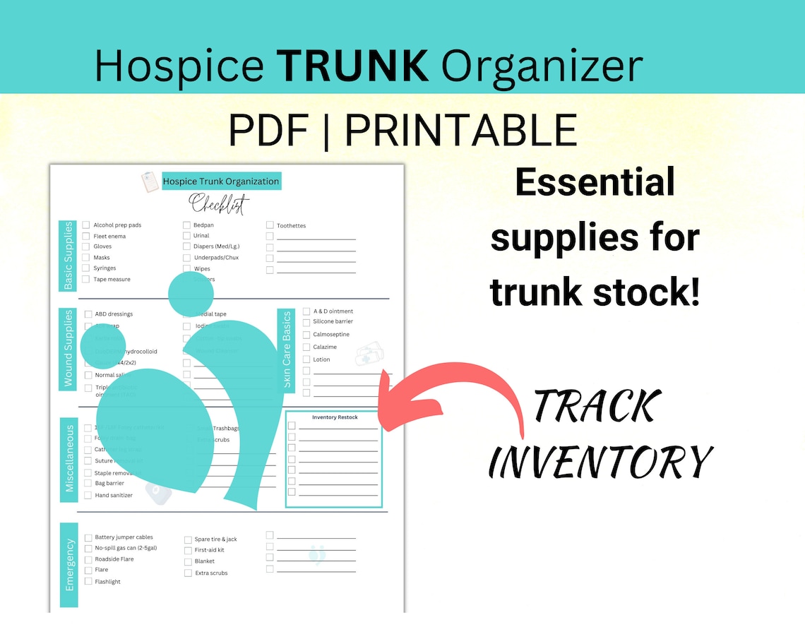 Hospice Nurse Trunk Organizer Checklist Nurse Trunk Etsy