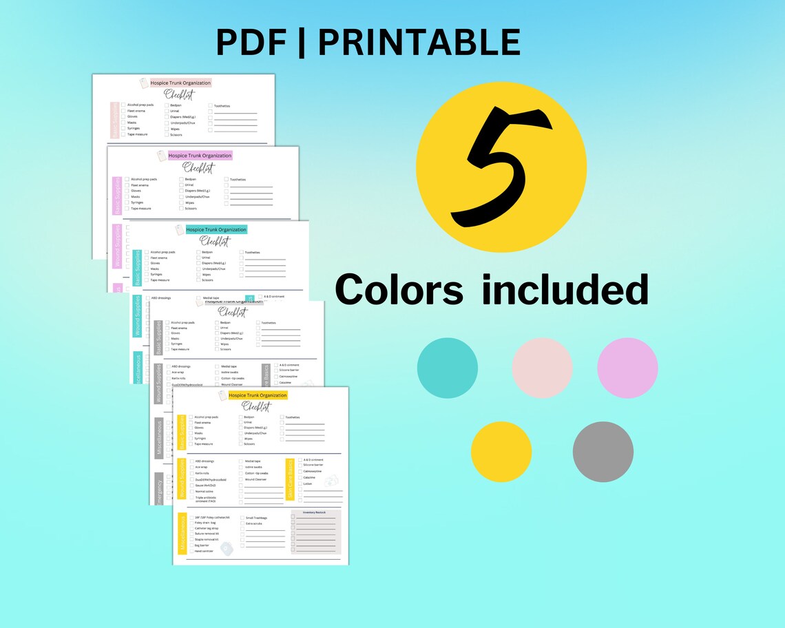 Hospice Nurse Trunk Organizer Checklist, Nurse Trunk Organization