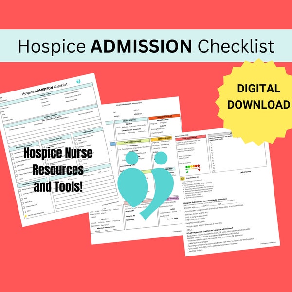 Hospice Admission Checklist, Head to Toe Assessment Cheat Sheet, Hospice Nurse Notes, Hospice Documentation Guide, Hospice Assessment